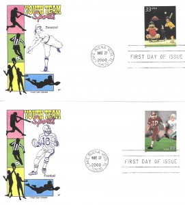 2000 FDC, #3399-3402, 33c Youth Team Sports, House of Farnam (4)