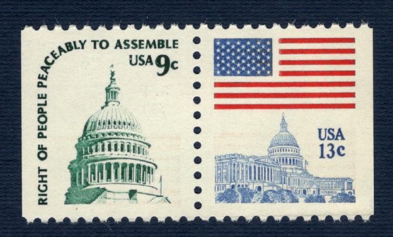 1623D Capital Dome & Flag USPS Postage Stamps Pair Mint/nh FREE SHIPPING