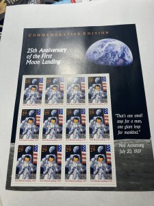 Scott 2841 25th Anniversary of the First Moon Landing Sheet with Twelve 29c Stamps 