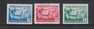 Indonesia  #421-423  MH  1956  torch book and map