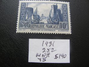 FRANCE 1931 MNH SC 252 SINGLE XF $140 (241) NEW COLLECTION.