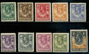 Northern  Rhodesia SC# 1-10  KGV MH SCV $56.00