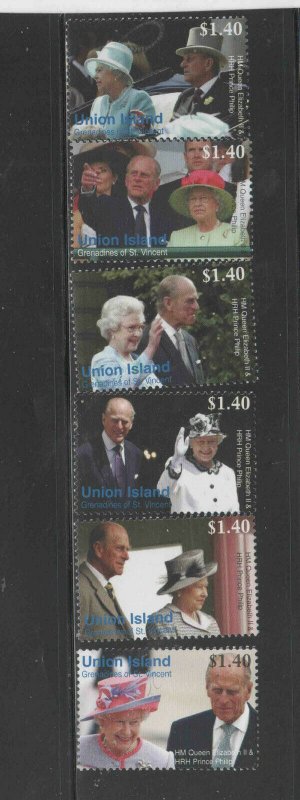 ST. VINCENT GRENADINES-UNION ISLAND #322a-f  2007 QEII DIAMOND    MINT VF NH O.G