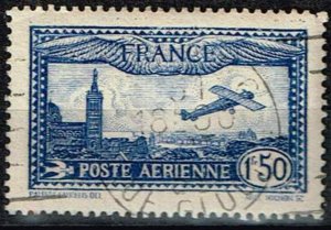 France 1930,Sc.#C6+6a  used, Farman F.190 over Notre Dame de la Garde, Marseille