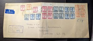 1947 Registered S Rhodesia Airmail Cover Salisbury to Norwood London Philatelic