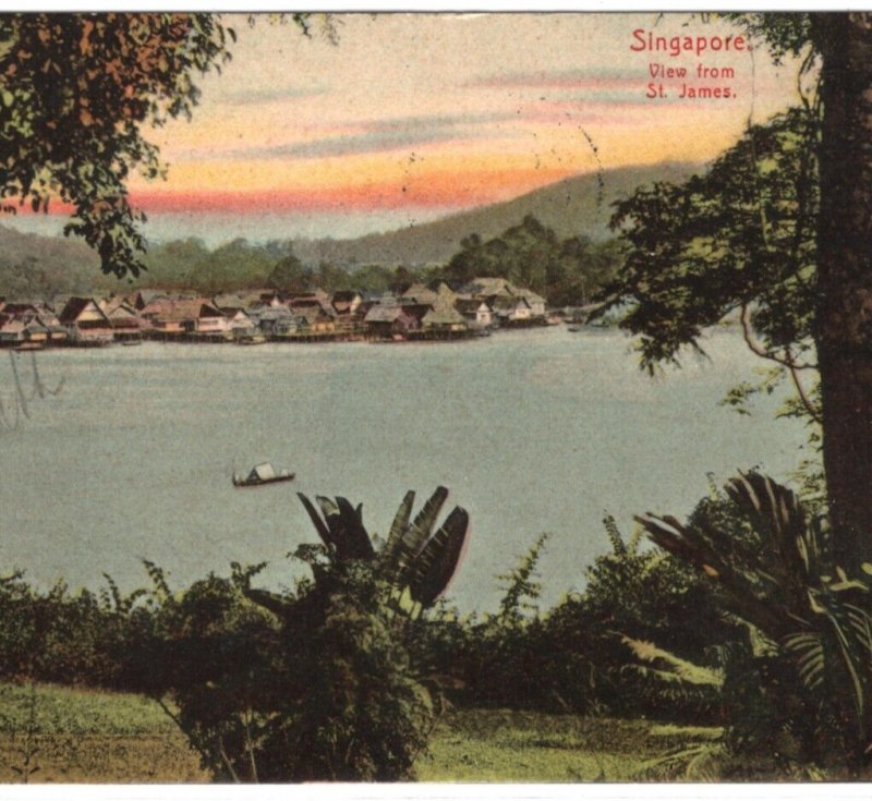 Malaya Straits SINGAPORE Postcard *St James* 1910 View {samwells-covers}MA1118