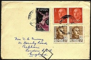 SPAIN 1956 cover to UK - nice franking.....................................99453