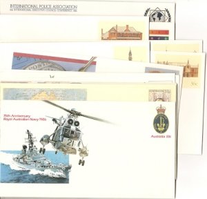 Australia 1986 Pre-Stamped Envelope Year set 19 envelopes Seven Seas E158-E176