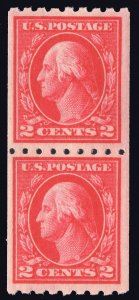 MOMEN: US STAMPS #411 COIL PAIR MINT OG NH VF+ LOT #79838