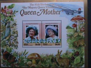 BEQUIA -85TH ANNIVERSARY BIRTH -QUEEN ELIZABETH-QUEEN'S MOTHER--MNH S/S-VF