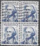 US #1283b used block of 4 stamps. Washington (redrawn)