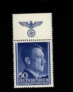 Germany Hitler & Swastika Eagle Selvage Occupied Poland General Government H D