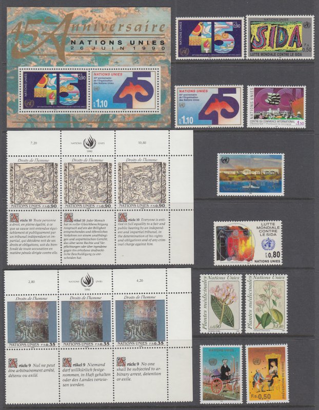 UN Geneva 182-194 Year Set for 1990 MNH VF