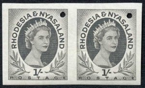 Rhodesia and Nyasaland SG9 1/- Grey-black PLATE PROOF U/M Pair