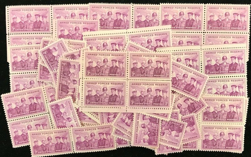 1067     Armed Forces Reserve.  3 cent 100 mint single stamps.   Issued In 1955.