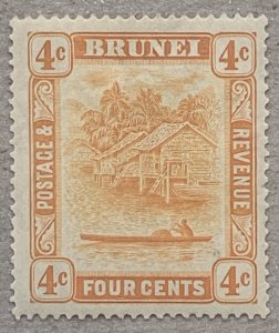 Brunei 1929 4c orange, unused.  Scott 48, CV $2.40.   SG 65