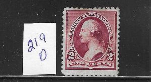 US #219D 1890-93 WASHINGTON 2 CENTS (LAKE)) - MINT HINGED