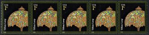 SC#3758A 1¢ Tiffany Lamp Plate Strip of Five: #S11111 (2008) MNH