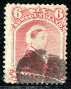 Canada NEWFOUNDLAND QV Stamp SG.39 6c Rose (1870) Used Cat £32 ORANGE475