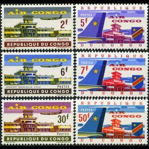 CONGO DR. 1963 - Scott# 462-7 Airport Set of 6 NH