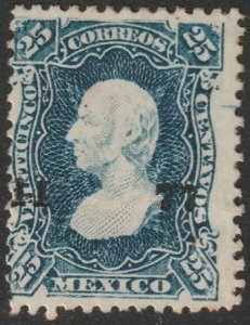 Mexico 1877 Sc 109 MNG(*) 11 77 (C Bravos) overprint crease