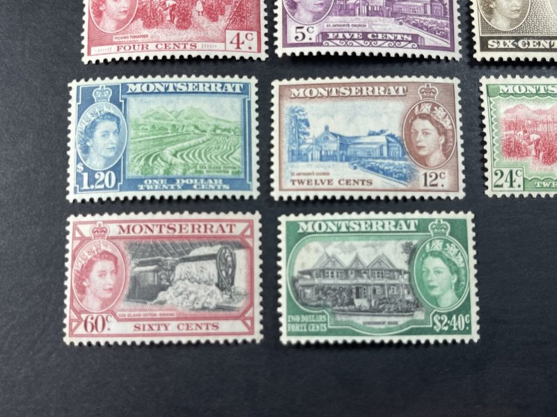 MONTSERRAT # 128-142-MINT/NEVER HINGED & MINT/HINGED---COMPLETE SET---1953-57