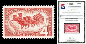 Scott 1120 1958 4c Overland Mail Issue Mint Graded Superb 98 NH with PSE CERT!