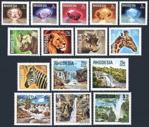 Rhodesia 393-407,17c dam MNH.Mi 206-220.1978.Minerals,Stones;Animals:Lion, Zebra