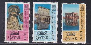 Qatar # 47-49, Save the Nubian Monuments, Heavy Hinging, 1/4 Cat,