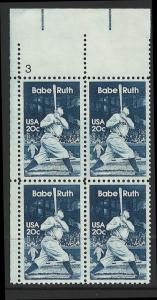 US Scott 2046 MNH! Plate Block! Babe Ruth!