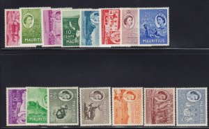 Mauritius Scott #'s 251 - 265 VF OG light hinge nice colors scv $ 65 ! see pic !