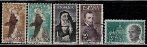 Spain #1180-81, 1197-99 ~ 2 Cplt Sets of 2 + 1 Single ~ Pope ~ Used, MX  (1963)