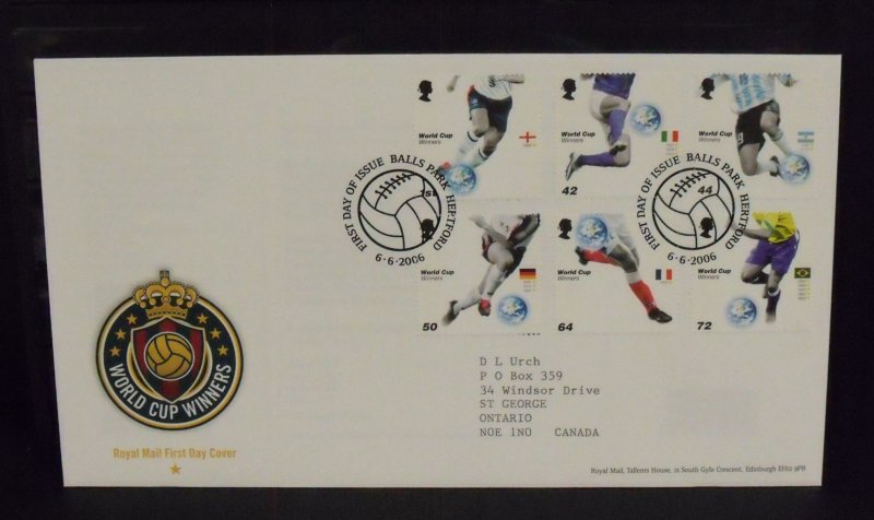 15725   GREAT BRITAIN   FDC # 2372-2377     World Cup Champions   CV$ 13.00