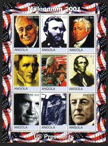 Angola, 2001 Cinderella issue. USA Presidents sheet of 9. ^