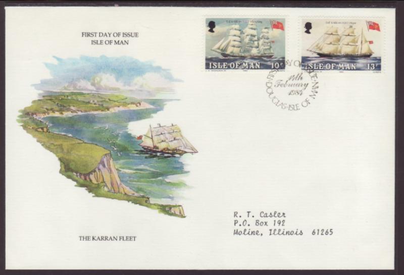 Isle of Man Sailing Ships 1984 Typed FDC BIN