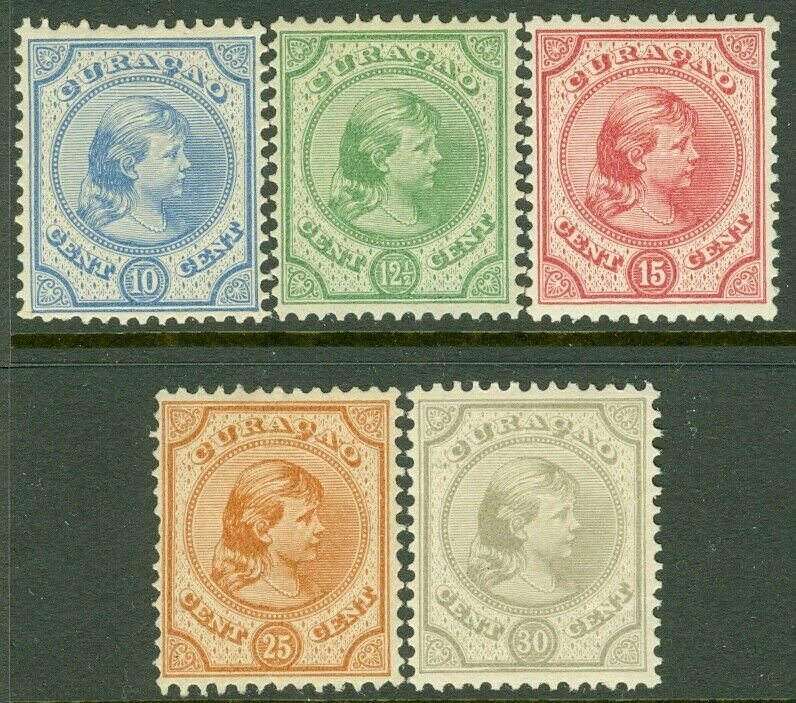 EDW1949SELL : NETHERLANDS ANTILLES 1892-96 Sc #19-23 Cplt set VF, MOG. Cat $132.