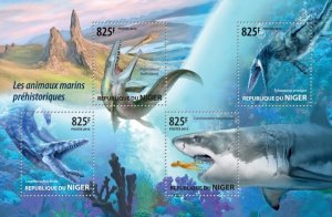 NIGER - 2015 - Prehistoric Water Animals - Perf 4v Sheet - Mint Never Hinged