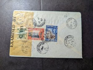 1941 Registered Censored Hong Kong Cover Sham Shui Po to Saskatoon Canada