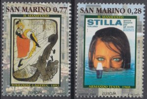 SAN MARINO Sc #1562-3 CPL MNH  EUROPA 2003, POSTER ART