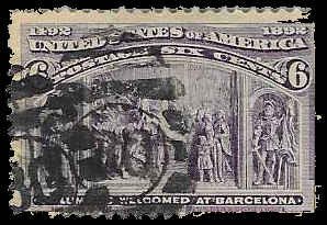 PCBstamps  US # 235 6c Columbus Welcomed at Barcelona, used, (2)