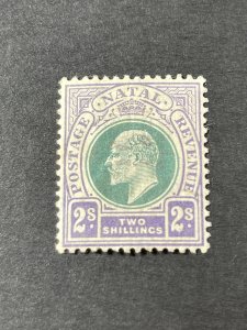 NATAL # 91--MINT/HINGED**(TINY THIN & TONED GUM)**--VIOLET & BLUE/GREEN-----1902