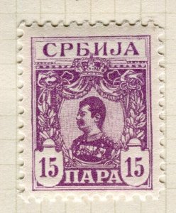 SERBIA; 1901 early classic Royal portrait issue Mint hinged 15h. value