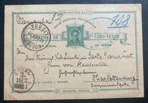 1888 Saint Vincent Cabo Verde Stationery Postcard Cover To Charlottenbur Germany