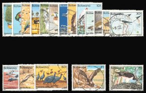 Bechuanaland 1982 QEII Botswana Birds set complete VFU. SG 515-532. Sc 303-320.