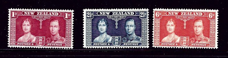 New Zealand 223-25 MNH 1937 KGVI Coronation