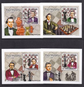 Sao Tome and Principe 2009 Chess Paul Morphy 4 S/Sheets Deluxe Edition MNH