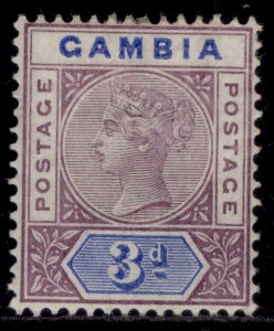 GAMBIA QV SG41, 3d reddish purple & blue, M MINT. Cat £48.