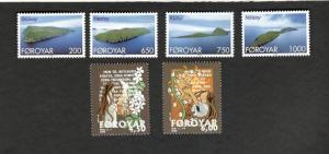 2000 Denmark Faroe Føroyar Sc#383-88  Island & Children MNH postage stamp sets