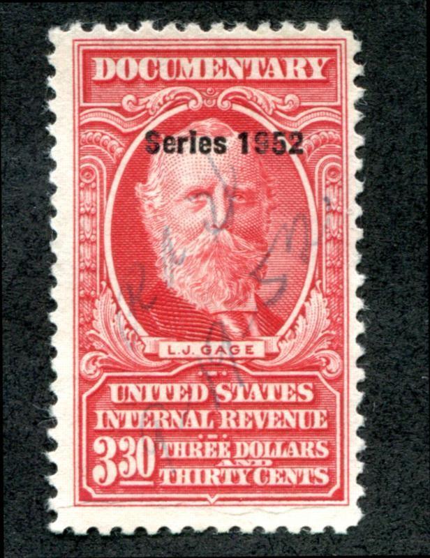 U.S. R606 used, $3.30, series 1952 F-VF paper wrinkle @ bottom