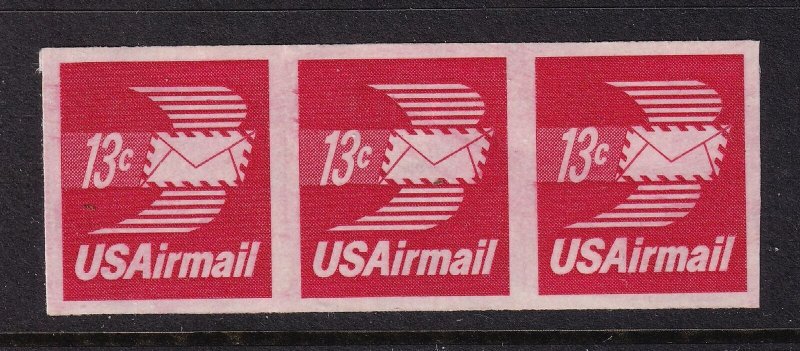 1971 Imperforate striip Sc C83a 13c Winged Airmail Envelope coil error MNH (L4